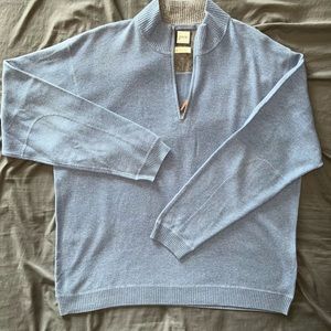 XL Men’s 100% cashmere light blue 1/4 zipper sweater